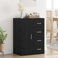 vidaXL Dressoir Zwart Eiken 59 x 39 x 80 cm Bewerkt hout