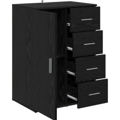 vidaXL Dressoir Zwart Eiken 59 x 39 x 80 cm Bewerkt hout