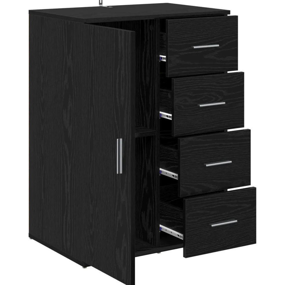 vidaXL Dressoir Zwart Eiken 59 x 39 x 80 cm Bewerkt hout