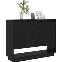 vidaXL Dressoir Zwart Eiken 97 x 29 x 75 cm Bewerkt hout
