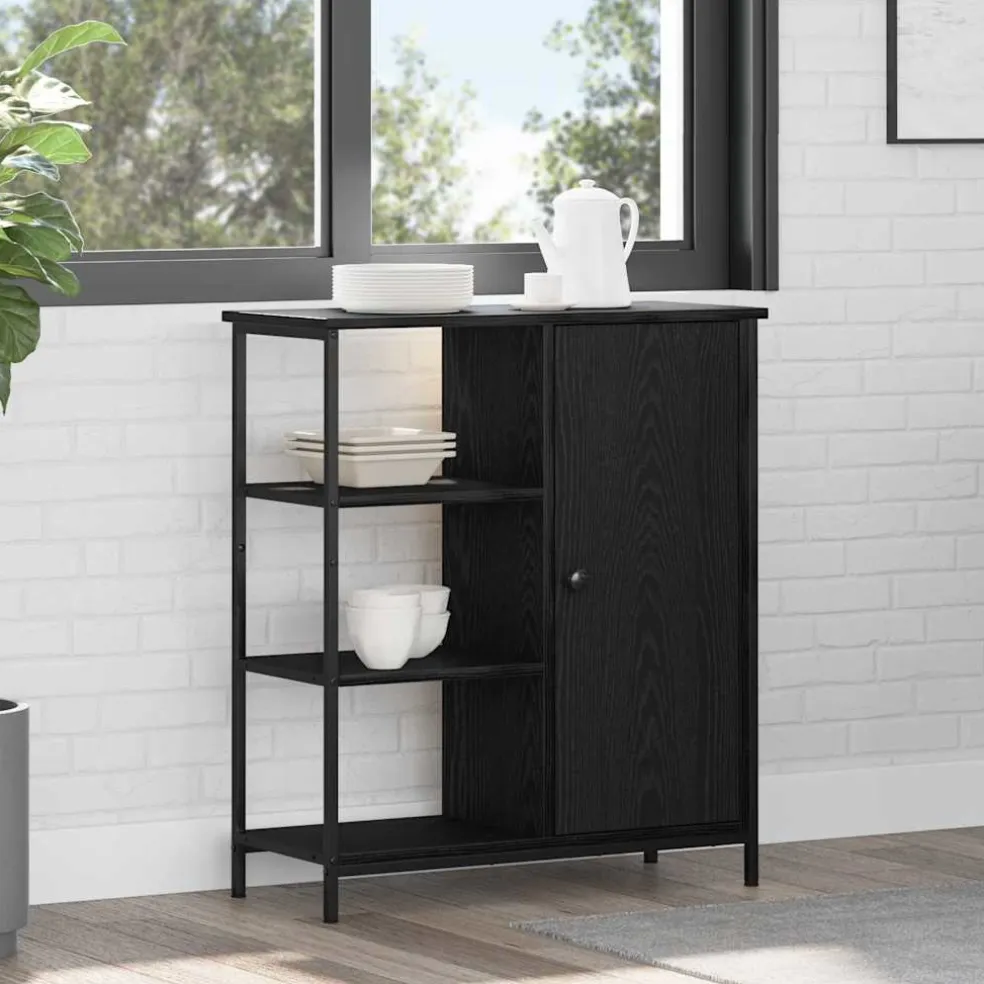 vidaXL Dressoir Zwart Eiken 70 x 30 x 80 cm