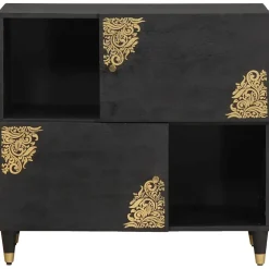 vidaXL Dressoir Zwart 80 x 33 x 75 cm Massief Mango Hout