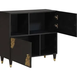 vidaXL Dressoir Zwart 80 x 33 x 75 cm Massief Mango Hout