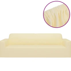 vidaXL Driezitsbankhoes stretch polyester jersey crèmekleurig
