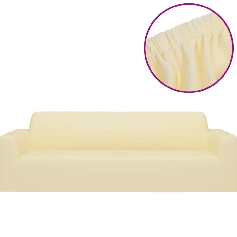 vidaXL Driezitsbankhoes stretch polyester jersey crèmekleurig