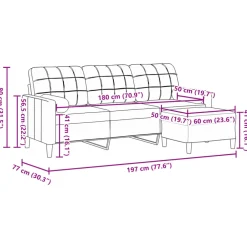 vidaXL Driezitsbank met voetenbank 180 cm fluweel wijnrood
