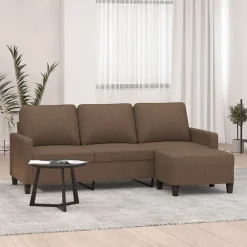 vidaXL Driezitsbank met voetenbank 180 cm stof bruin