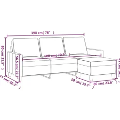 vidaXL Driezitsbank met voetenbank 180 cm stof bruin