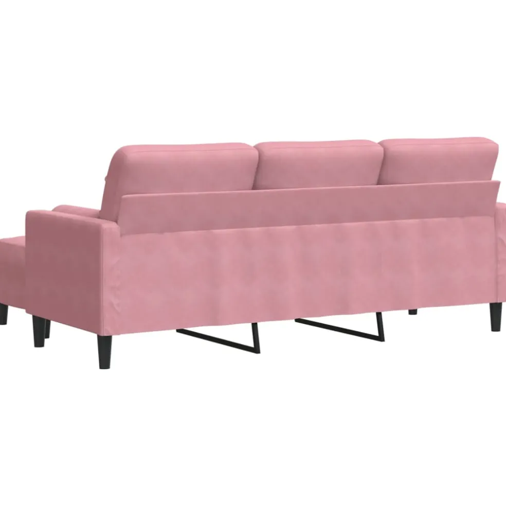 vidaXL Driezitsbank met voetenbank 180 cm fluweel roze