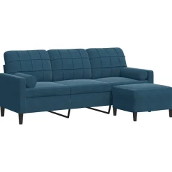 vidaXL Driezitsbank met voetenbank 180 cm fluweel blauw