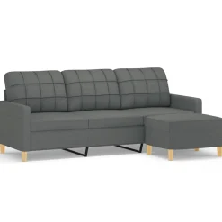vidaXL Driezitsbank met voetenbank 180 cm stof donkergrijs