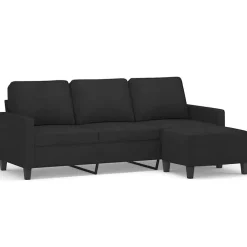 vidaXL Driezitsbank met voetenbank 180 cm stof zwart