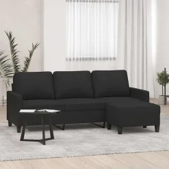vidaXL Driezitsbank met voetenbank 180 cm stof zwart