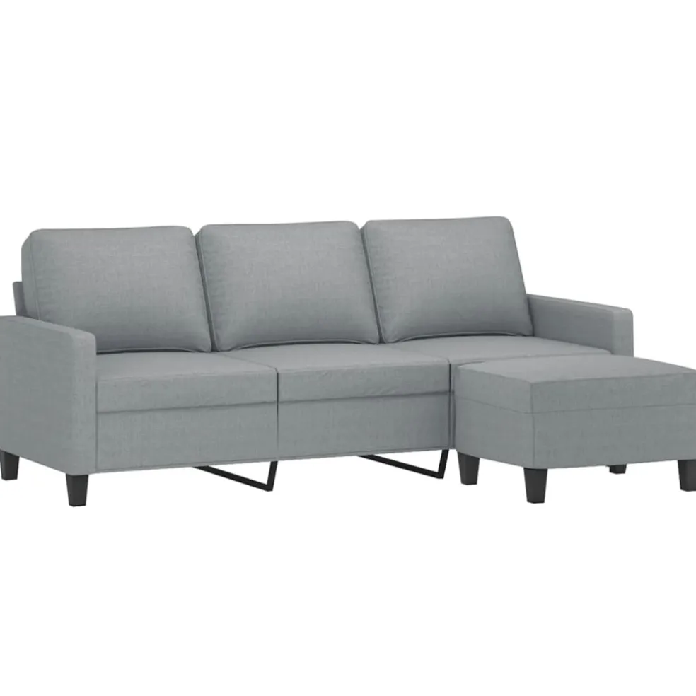 vidaXL Driezitsbank met voetenbank 180 cm stof lichtgrijs