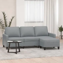 vidaXL Driezitsbank met voetenbank 180 cm stof lichtgrijs