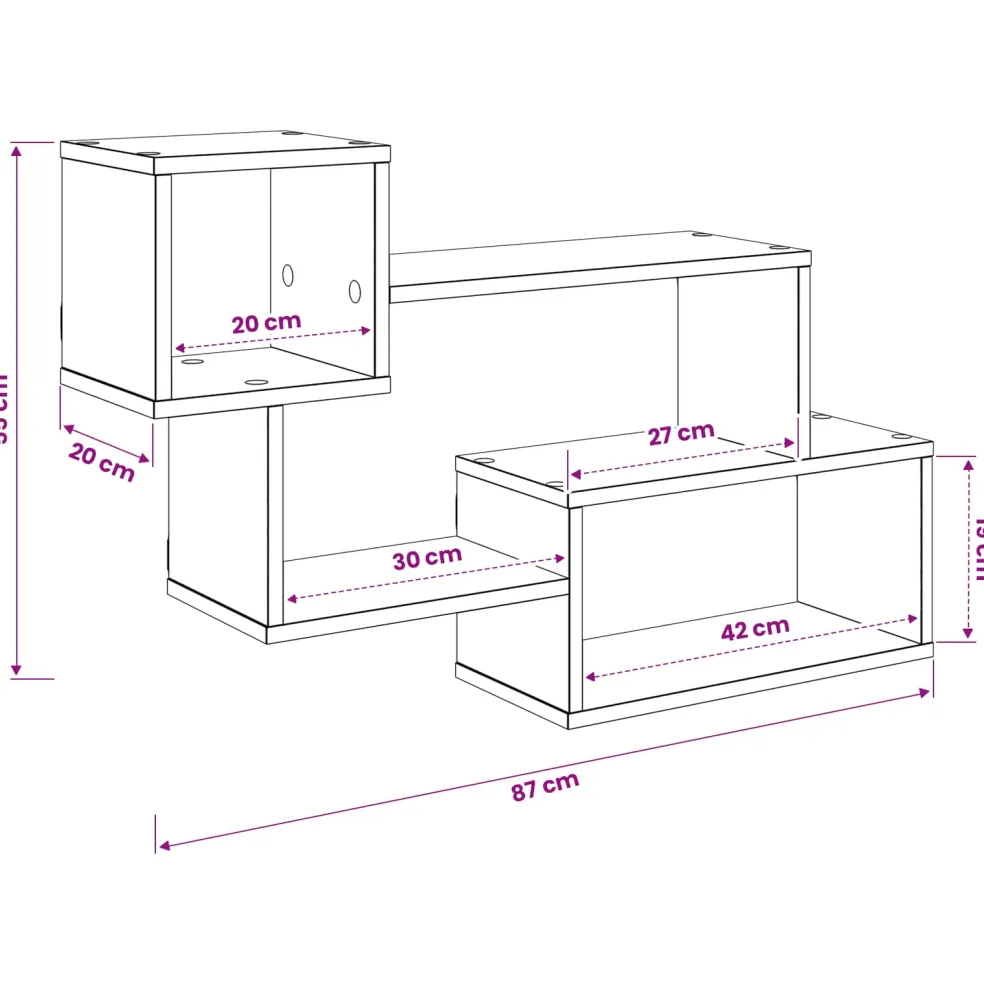 vidaXL Drijvende plank Muurmontage Zwart eiken 87 x 20 x 55 cm