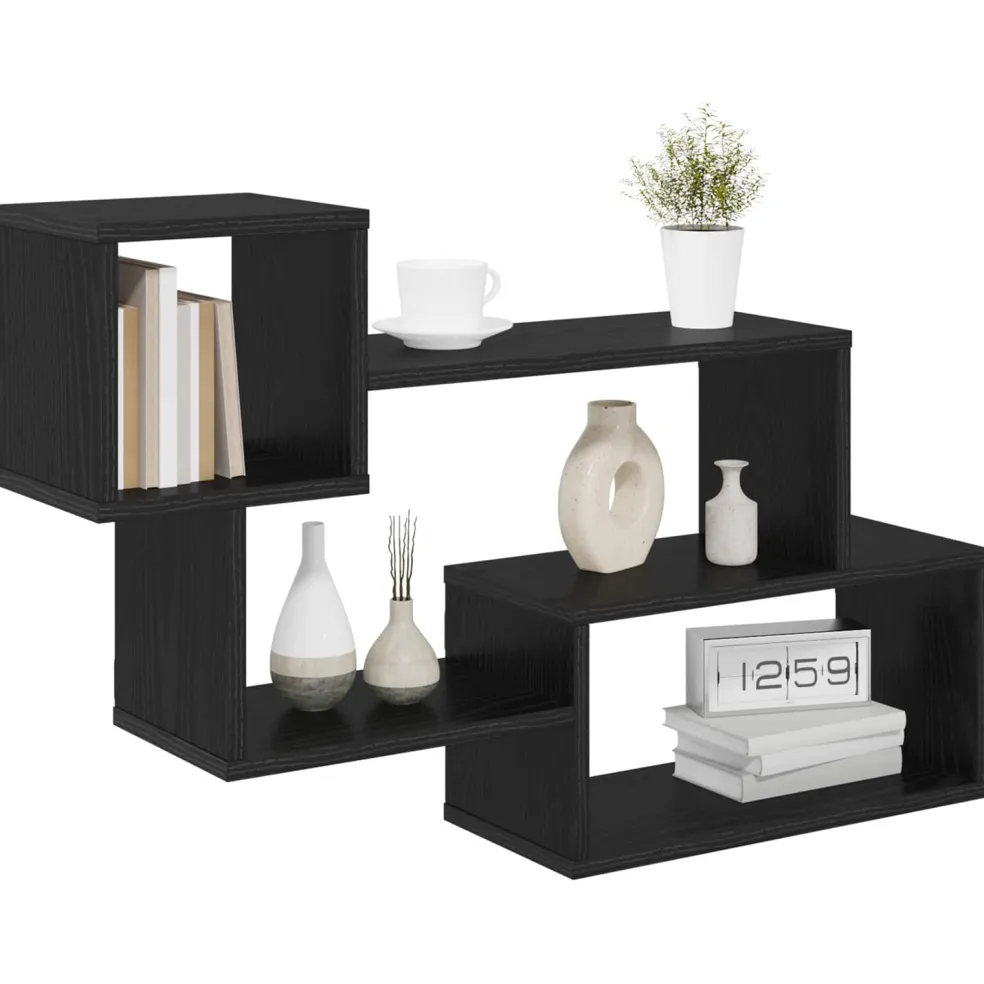 vidaXL Drijvende plank Muurmontage Zwart eiken 87 x 20 x 55 cm