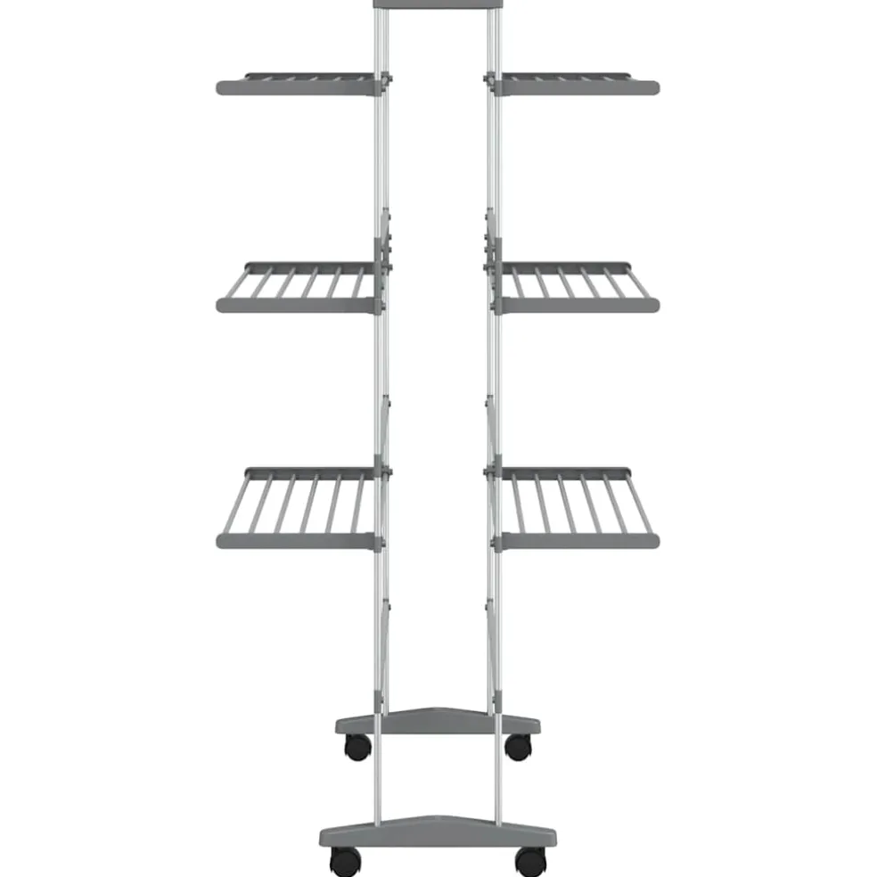 vidaXL Droogrek met wieltjes 89x64x129 cm aluminium