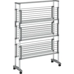 vidaXL Droogrek met wieltjes 89x64x129 cm aluminium