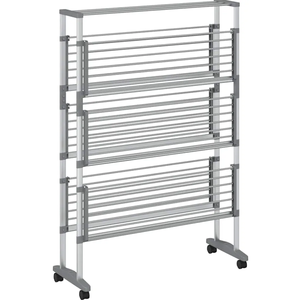 vidaXL Droogrek met wieltjes 89x64x129 cm aluminium