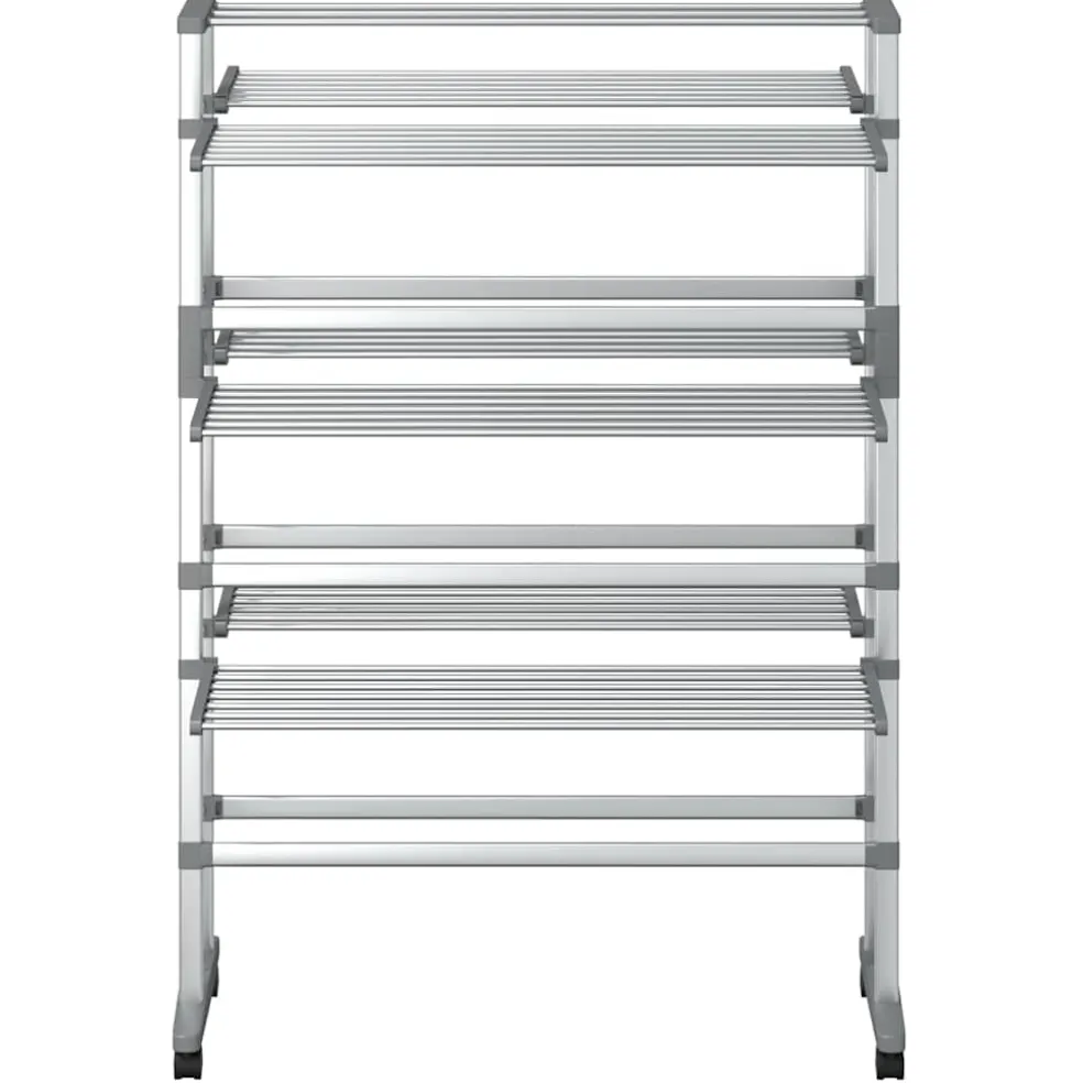 vidaXL Droogrek met wieltjes 89x64x129 cm aluminium