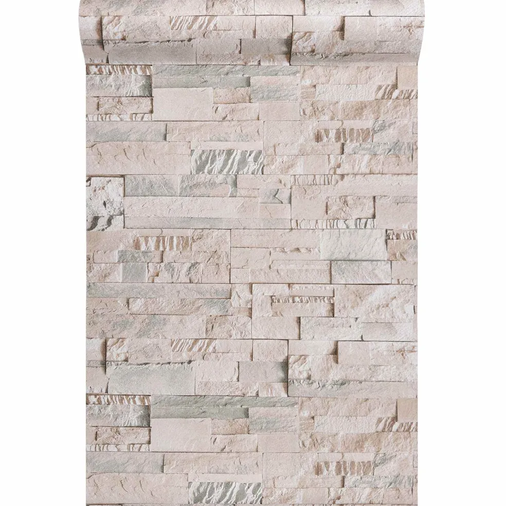 vidaXL 3D Steen Behang Beige 10 x 0,53 m Non-Woven Stof