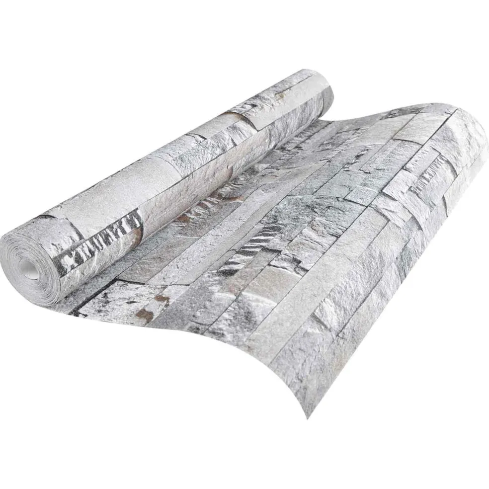vidaXL 3D Steen Behang Grijs 10 x 0,53 m Non-Woven Stof