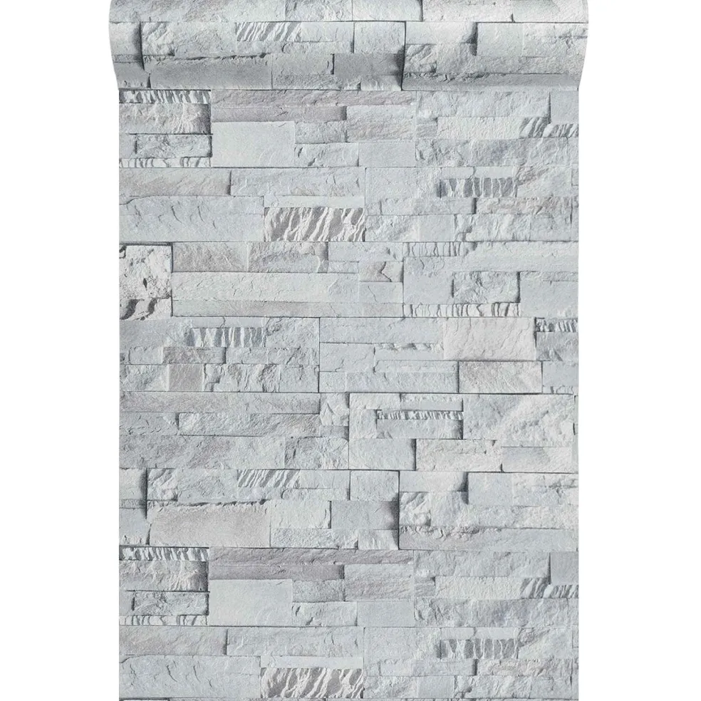 vidaXL 3D Steen Behang Lichtgrijs 10 x 0,53 m Non-Woven Stof