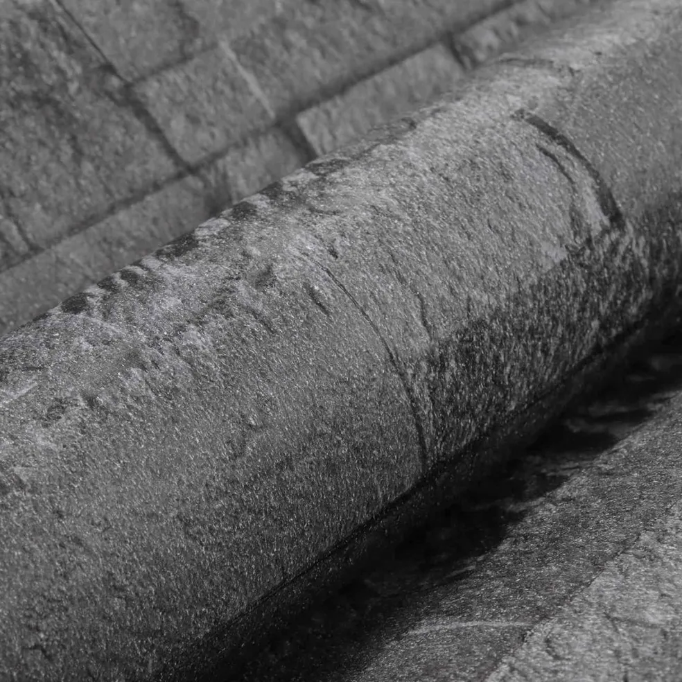 vidaXL 3D Steen Behang Zwart 10 x 0,53 m Non-Woven Stof