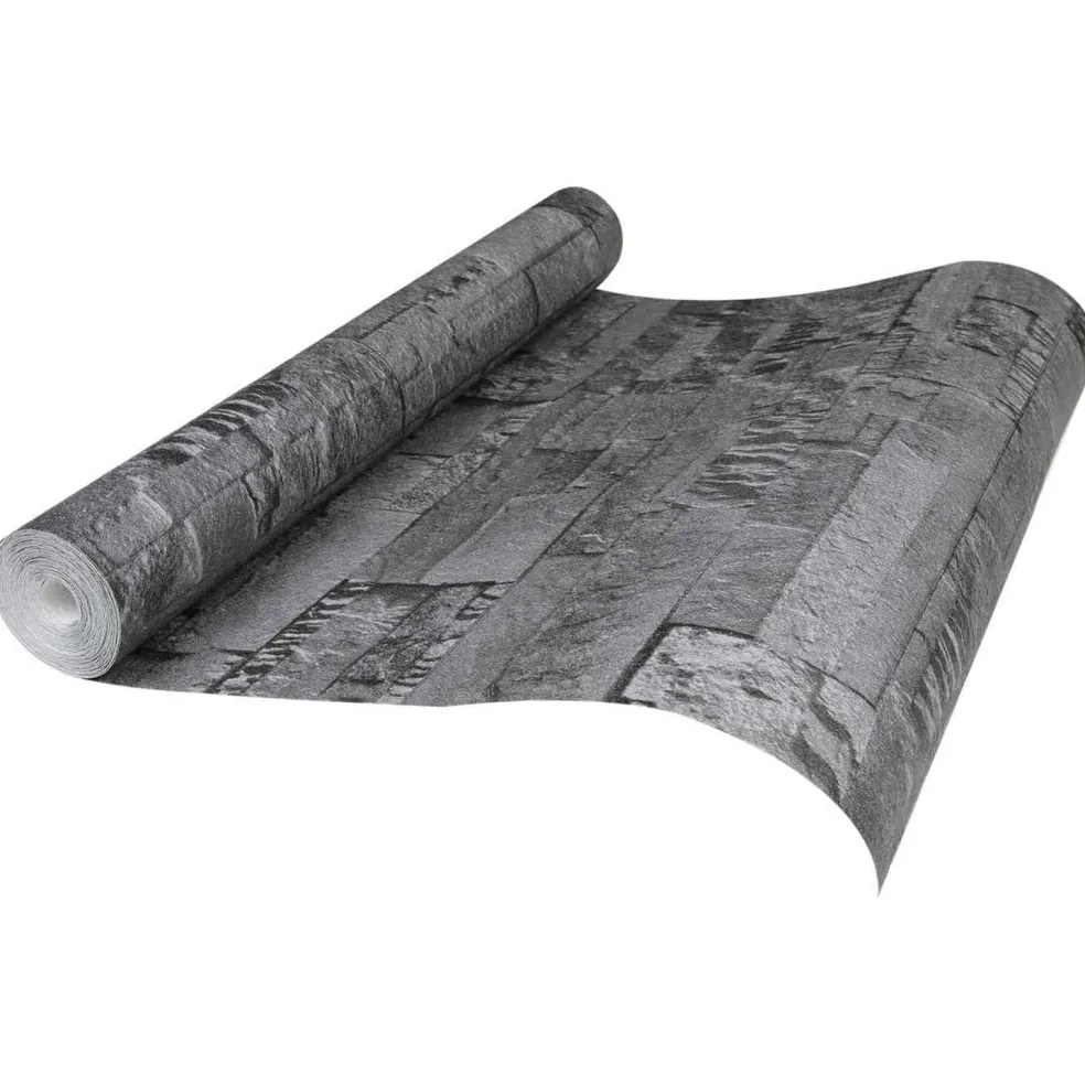 vidaXL 3D Steen Behang Zwart 10 x 0,53 m Non-Woven Stof
