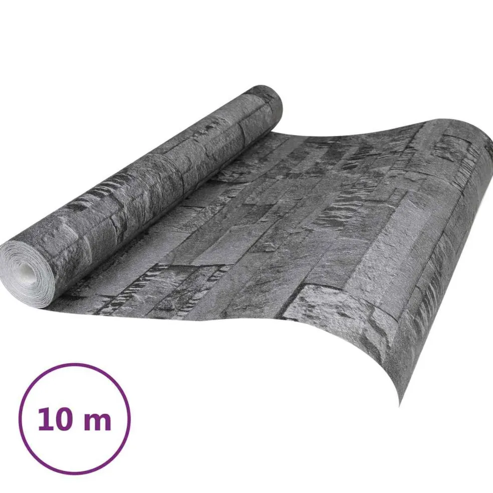 vidaXL 3D Steen Behang Zwart 10 x 0,53 m Non-Woven Stof