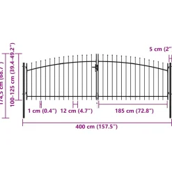 vidaXL Dubbele deur hekpoort Woerden met speerpunt 400x174,5 cm