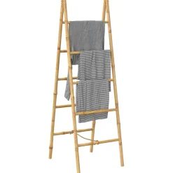 vidaXL Dubbele handdoekenladder met 5 tredes 50x160 cm bamboe