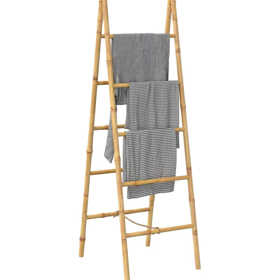 vidaXL Dubbele handdoekenladder met 5 tredes 50x160 cm bamboe