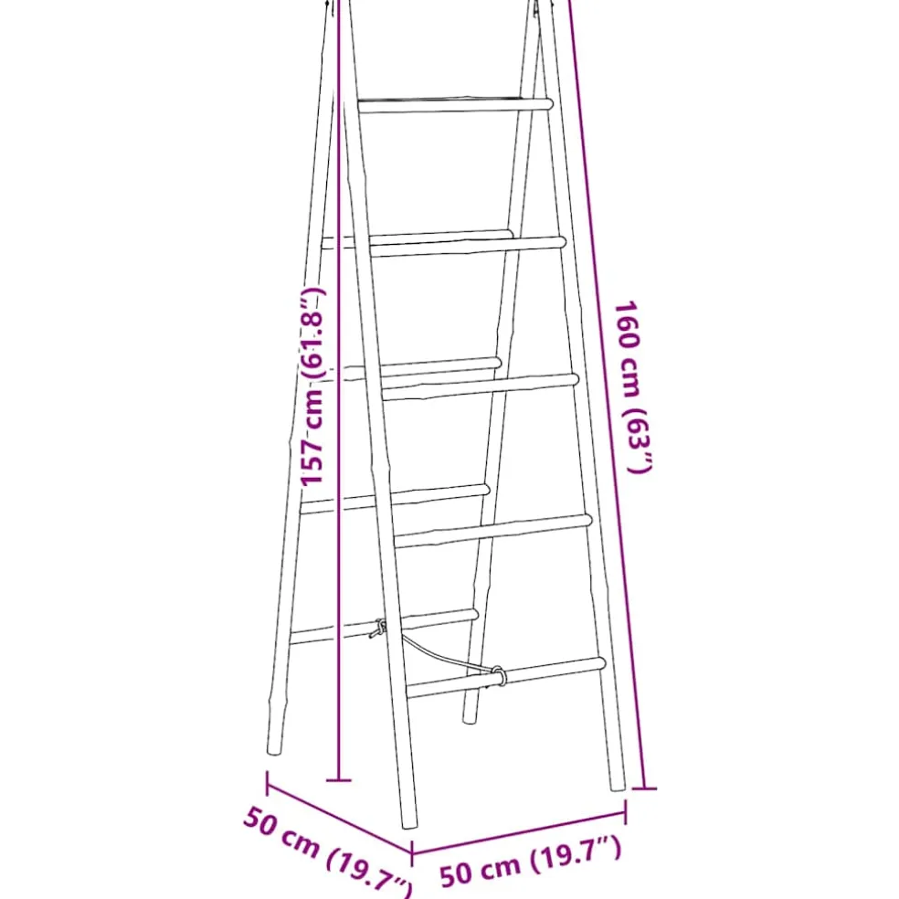 vidaXL Dubbele handdoekenladder met 5 tredes 50x160 cm bamboe