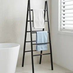 vidaXL Dubbele Handdoekladder Zwart 50 x 50 x 159 cm Bamboe