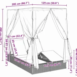 vidaXL Dubbele ligbed Grijs poly rattan