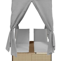 vidaXL Dubbele ligbed Grijs poly rattan