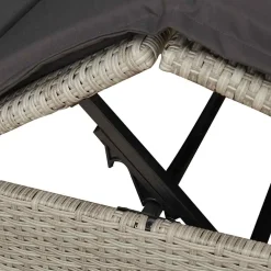 vidaXL Dubbele ligbed Lichtgrijs poly rattan