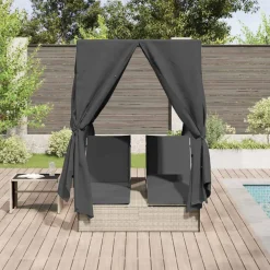 vidaXL Dubbele ligbed Lichtgrijs poly rattan