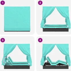 vidaXL Dubbele ligbed Turquoise poly rattan