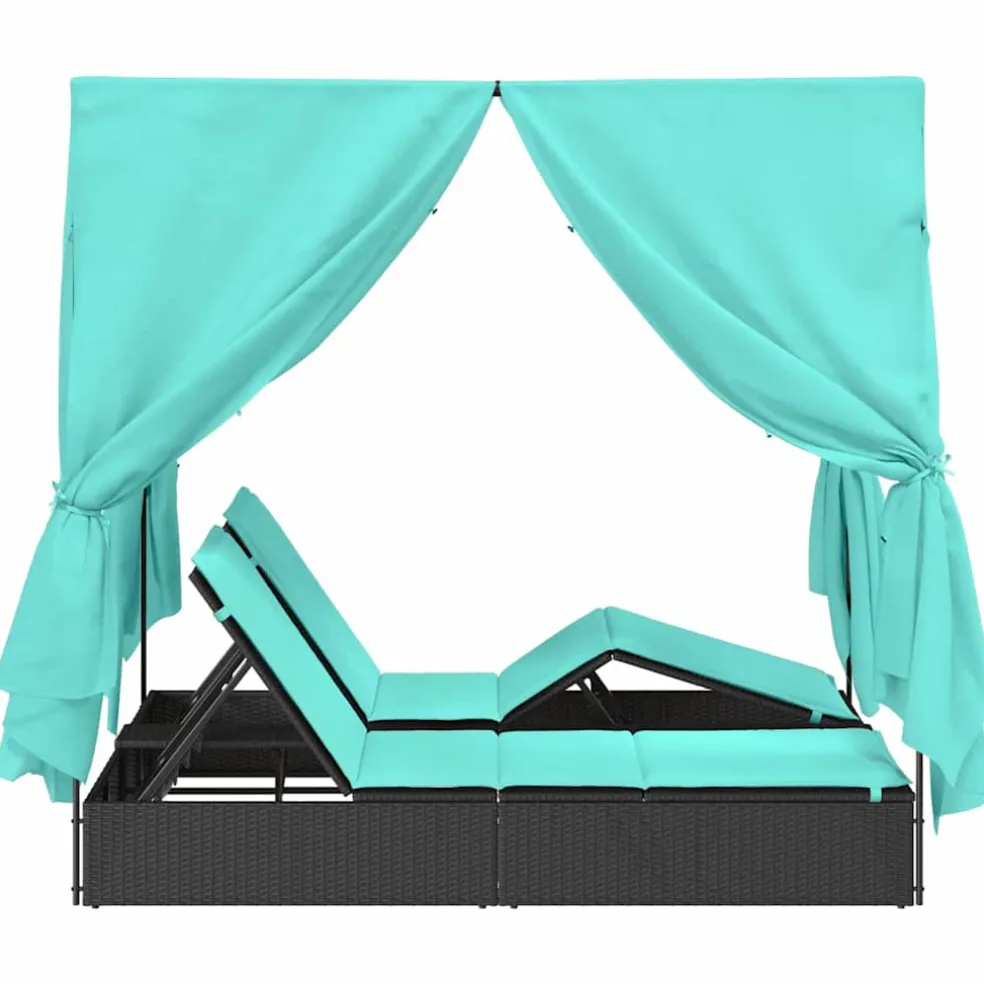 vidaXL Dubbele ligbed Turquoise poly rattan