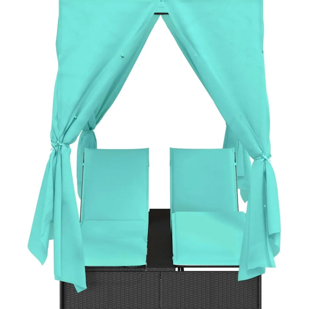 vidaXL Dubbele ligbed Turquoise poly rattan