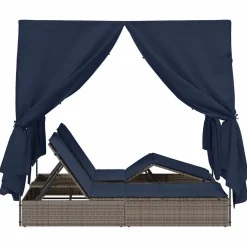 vidaXL Dubbele ligbed Zwart poly rattan