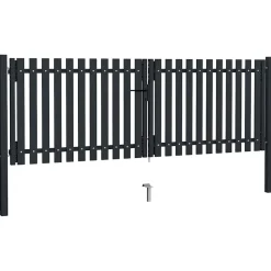 vidaXL Dubbele poort met deur staal 300x75 cm antraciet