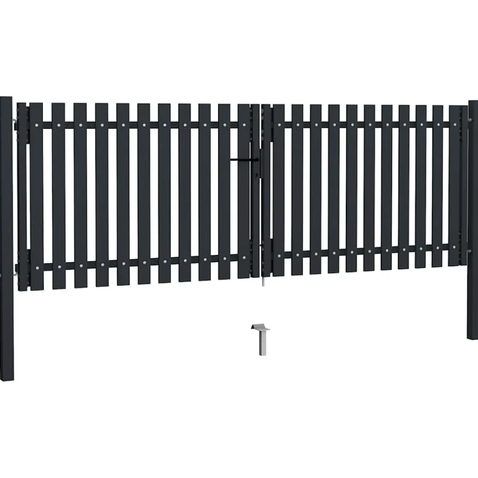 vidaXL Dubbele poort met deur staal 300x75 cm antraciet