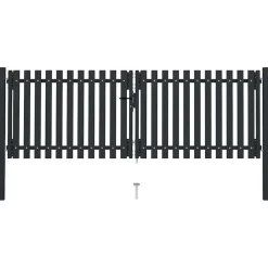 vidaXL Dubbele poort met deur staal 300x75 cm antraciet