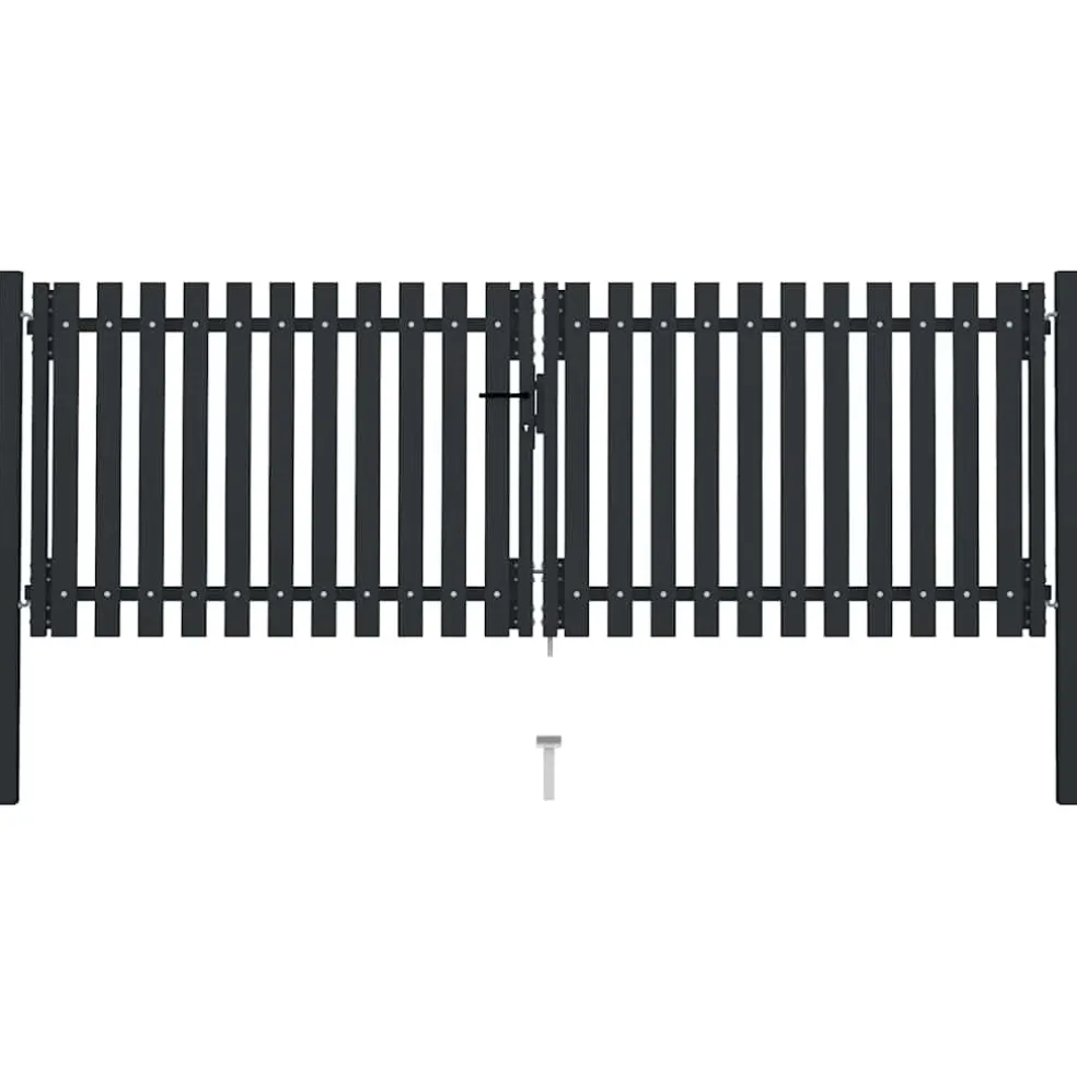 vidaXL Dubbele poort met deur staal 300x75 cm antraciet