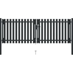 vidaXL Dubbele poort met deur staal 300x75 cm antraciet