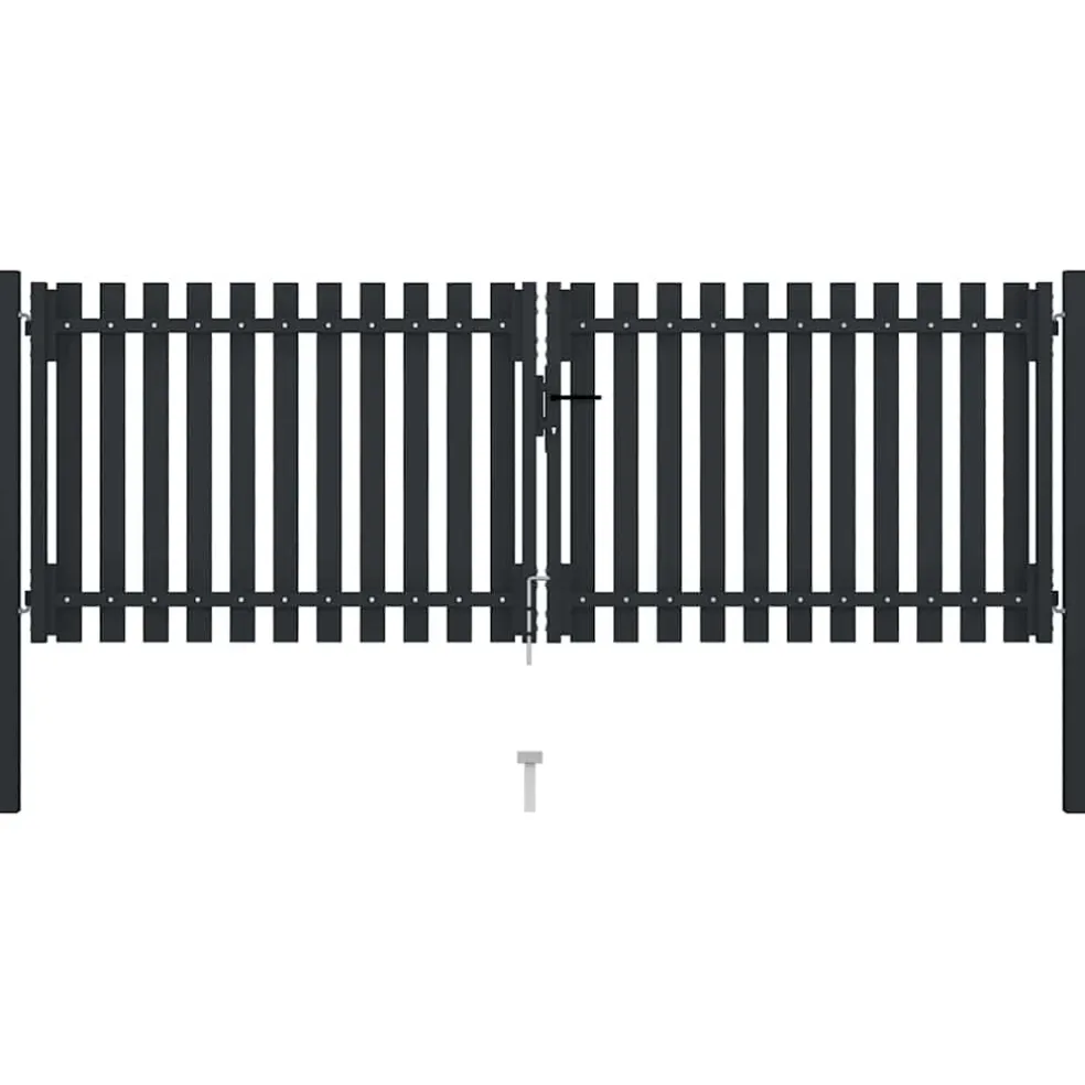 vidaXL Dubbele poort met deur staal 300x75 cm antraciet